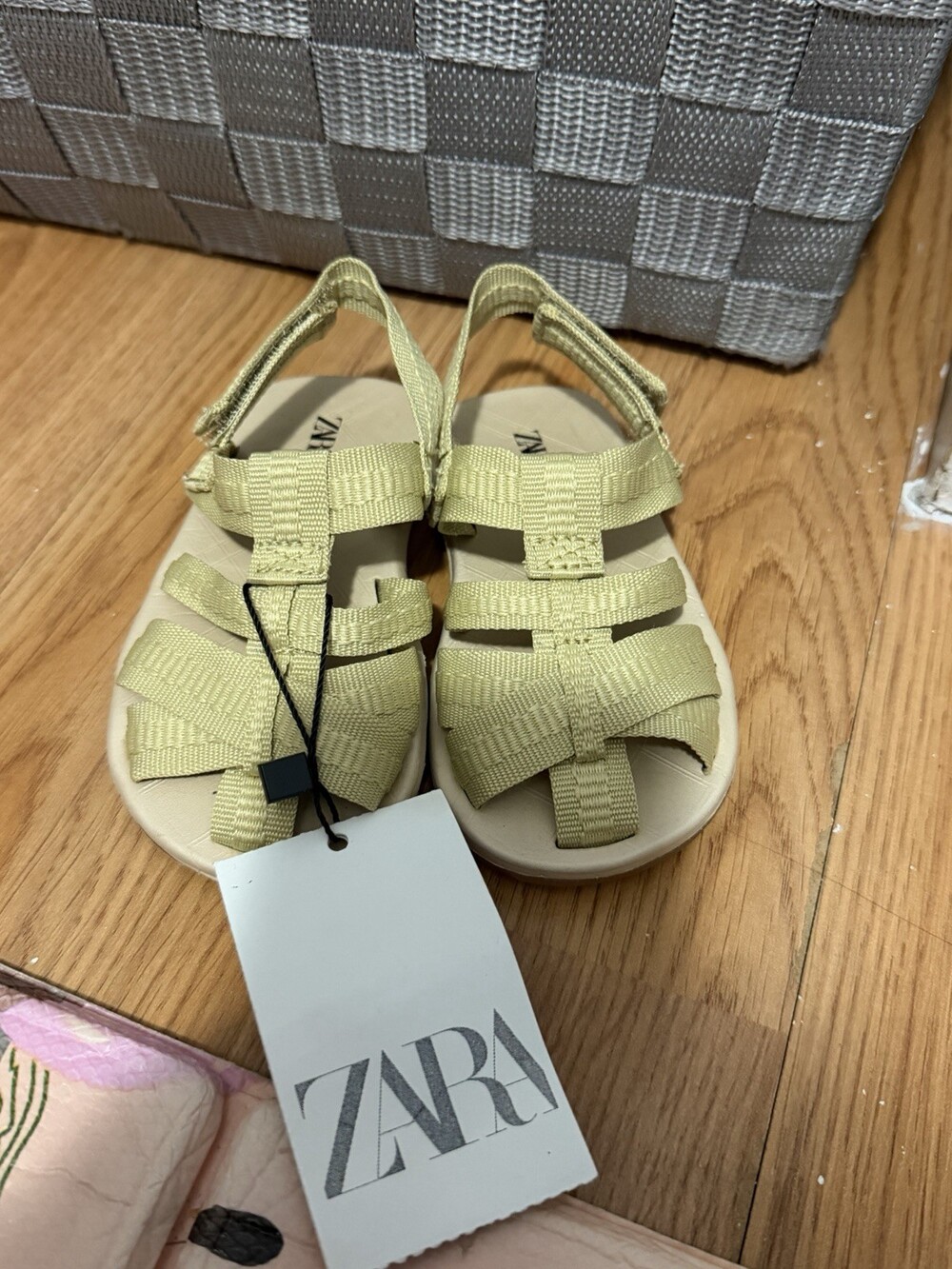 Zara Fisherman Baby Sandals Beige Hook & Loop Strap EU Size 19